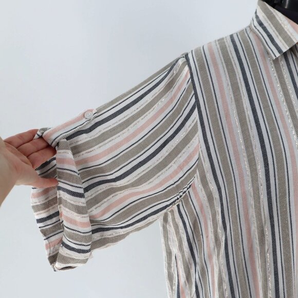 Boho Me Stripe Collared Shirtdress Women 1X Coastal Grandma Bohemian Resort Wear - Picture 11 of 13